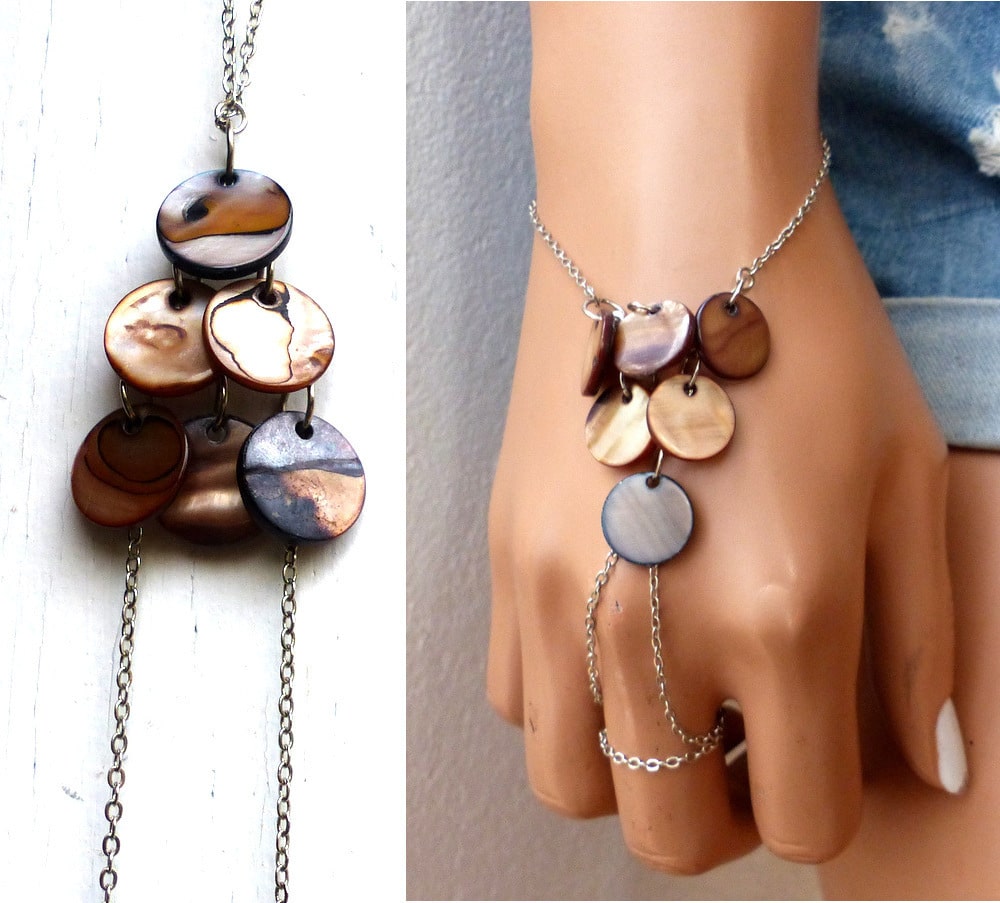 Chaîne de main gitan nacre et acier inoxydable argent – Image 3