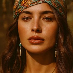 Boucles D&rsquo;oreilles Pendantes Plumes Acier Inoxydable Doré et Perle Turquoise Artisanales