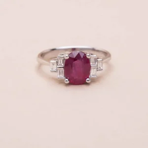 Bague Ella or rubis diamants